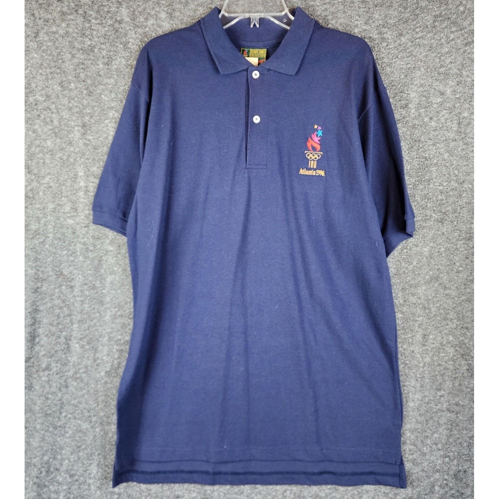Atlanta 1996 Polo Mens L Navy Olympics Multi-Sport Hanes NEW